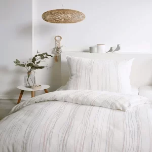 Giancasa Bettwäsche 100 % Bio Baumwolle Gestreiftes Muster B193002-084 Creme-grau-rosa 6