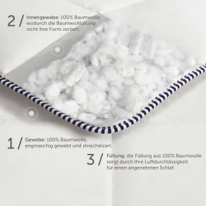 Hibboux® Kopfkissen & Bettdecke Vanilla Cotton Set Ecru 45
