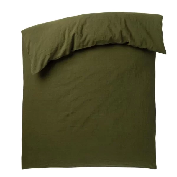 ZOEPPRITZ STAY LEINEN BETTDECKEN-BEZUG – 155×220 Cm – Huntergreen 1