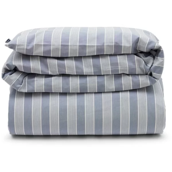 Lexington Striped Bettdecken-Bezug Aus Lyocell/Baumwolle – 135×200 Cm – Blue/off White 1