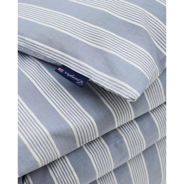 Lexington Striped Bettdecken-Bezug Aus Lyocell/Baumwolle – 135×200 Cm – Blue/off White 3