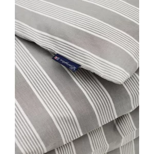 Lexington Striped Bettdecken-Bezug Aus Lyocell/Baumwolle – 155×220 Cm – Gray/off White 7